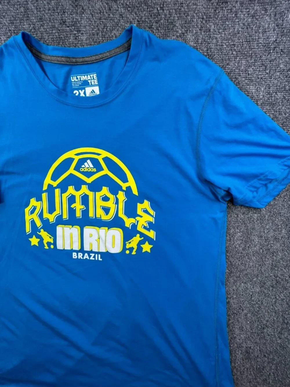 Adidas Short Sleeve Blue T Shirt Men’s Rumble In Rio Brazil Soccer Futball 2X